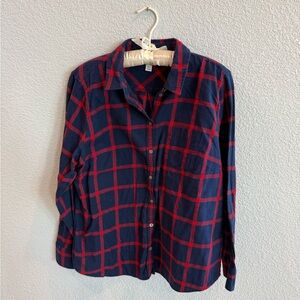 J. Crew Blue and Red Checkered Flannel Shirt